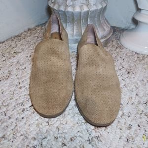 Like New Lucky Brand Perforated Suede Taupe Loafer